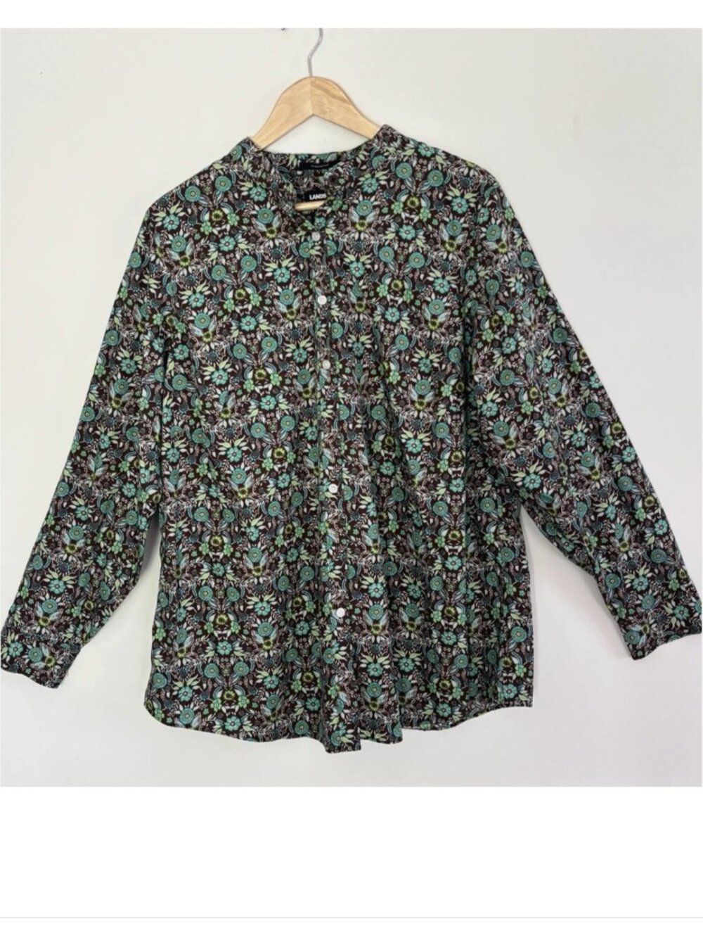 Lands' End Women's No Iron Supima Cotton Long Sleeve Button Up Shirt Size 2X 20W